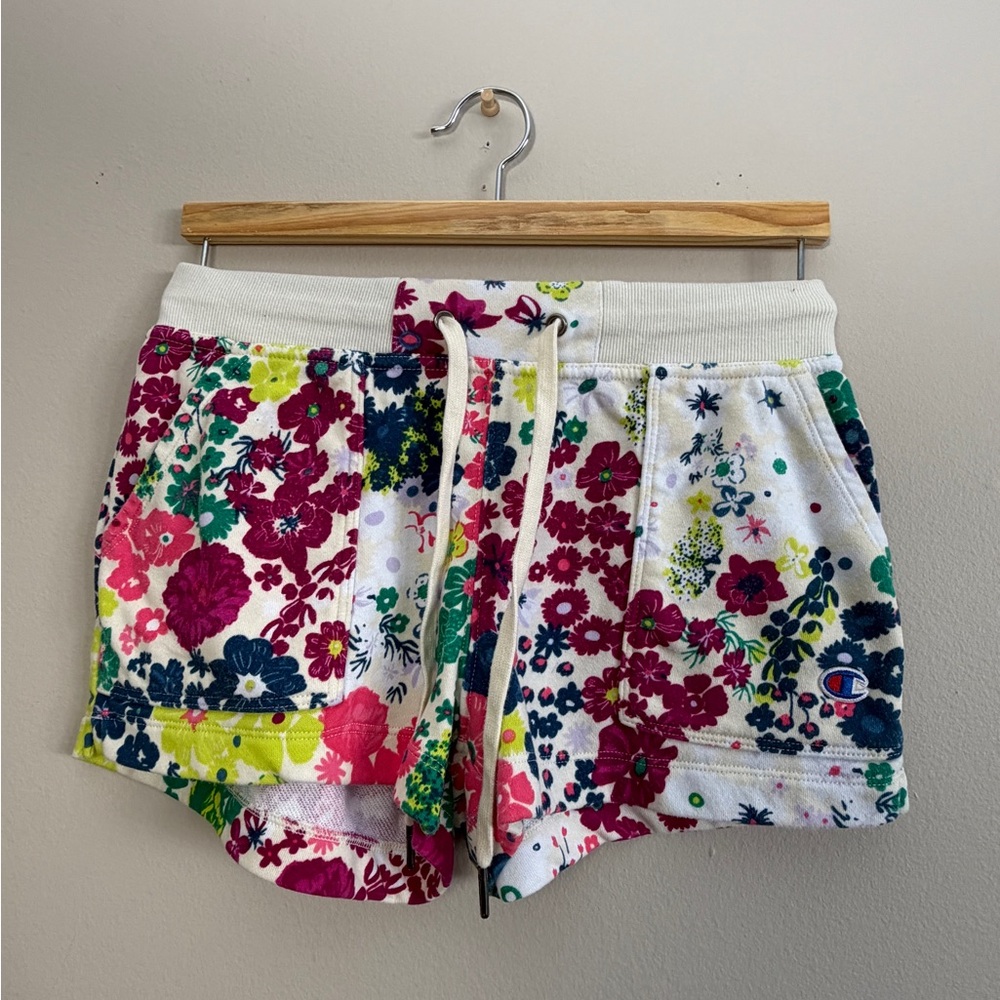 Champion Women's Floral Athletic Shorts - White and Multicolor